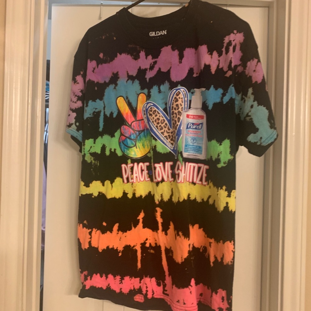 Peace Love Sanitize Reverse Tie Dye Shirt